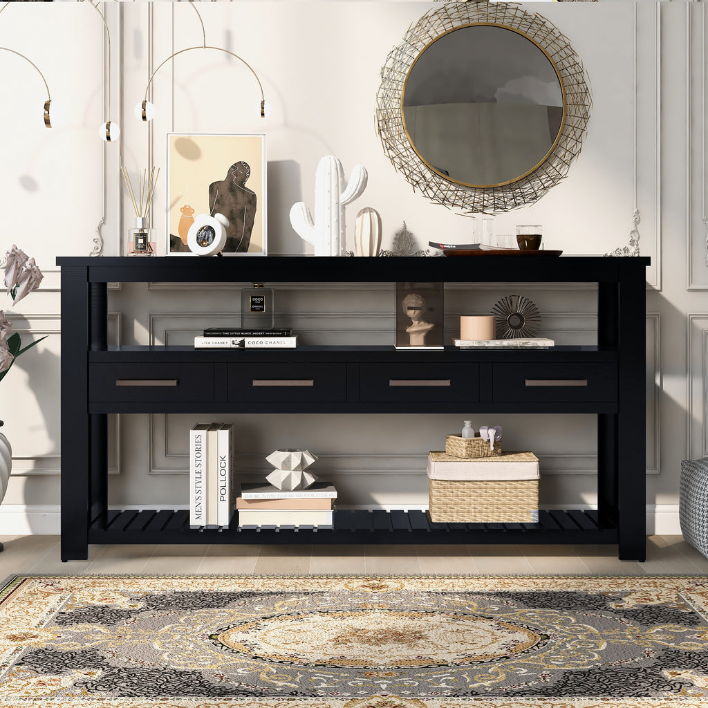 Anthony & Home U Style Signature Painted Black Console Table with sleek design and modern finish, set against a neutral background.