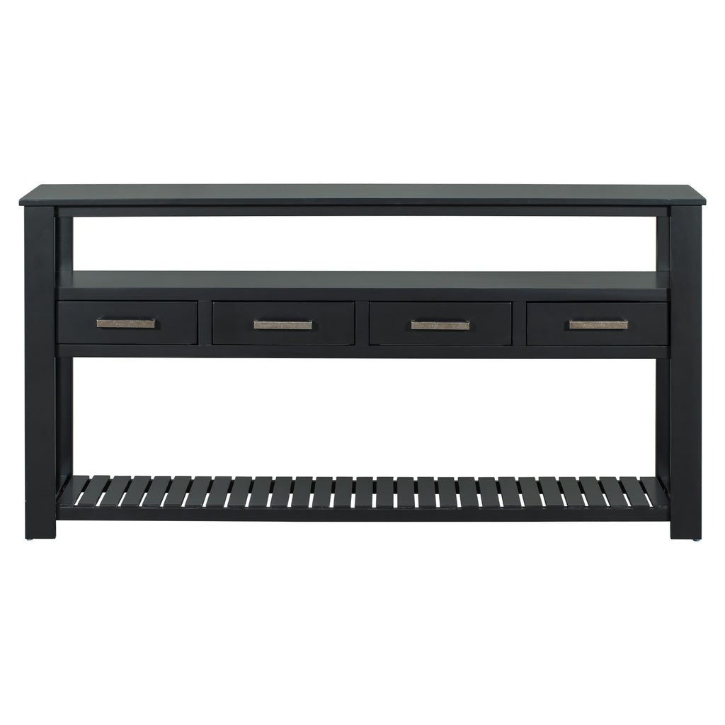 Anthony & Home U Style Signature Painted Black Console Table with sleek design and modern black finish.