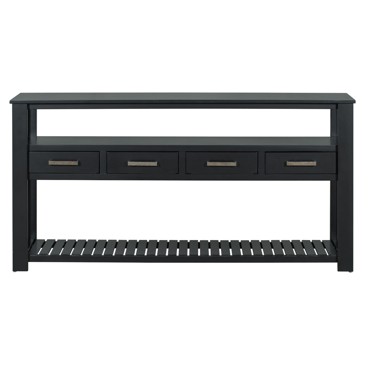 Anthony & Home U Style Signature Painted Black Console Table with sleek design and modern black finish.