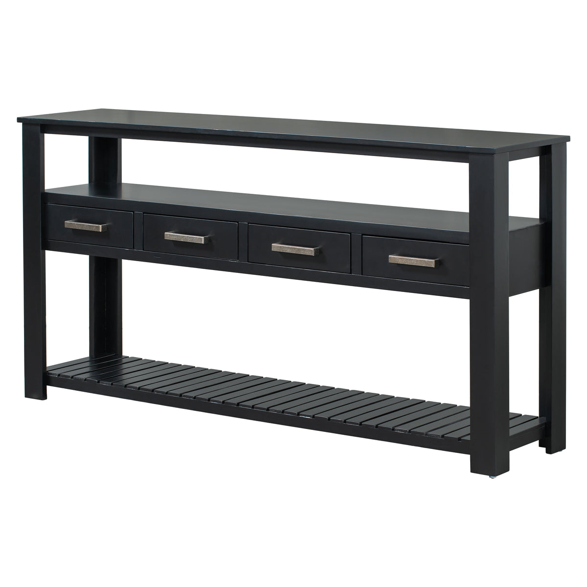 Anthony & Home U Style Signature Painted Black Console Table with sleek modern design and smooth painted finish.