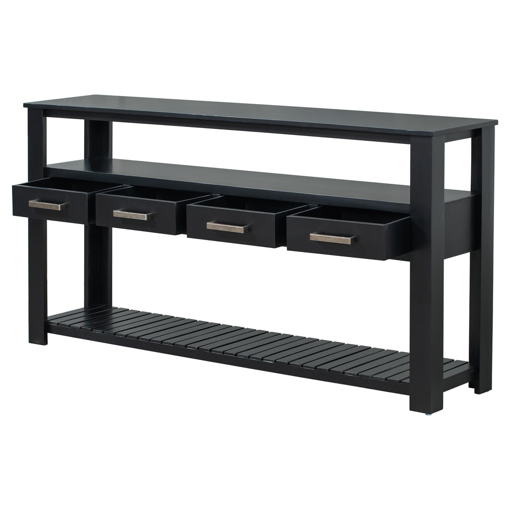 Black painted console table from the U Style Signature collection by Anthony & Home, featuring a sleek and modern design.