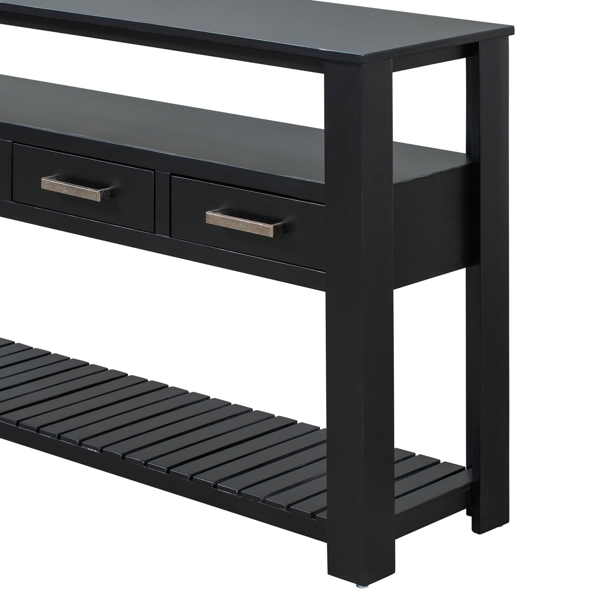 Anthony & Home U Style Signature Painted Black Console Table with sleek design and smooth finish, ideal for entryways or living rooms.