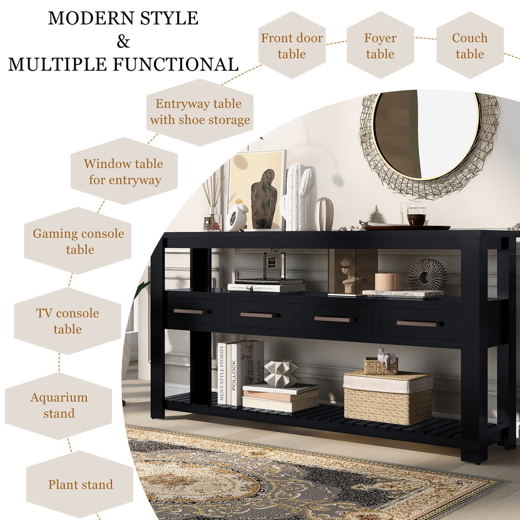 Anthony & Home U Style Signature Painted Black Console Table with sleek design and modern black finish.