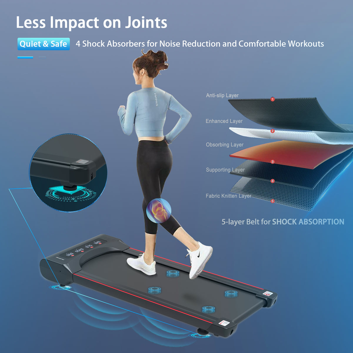 Black Steel Under Desk Treadmill Elite Edition by Anthony & Home, showing a sleek, compact design suitable for home or office use.