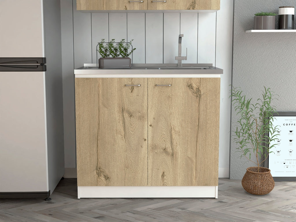 Stainless steel utility sink on countertop by Anthony & Home, showcasing a durable, modern kitchen or laundry room setup.