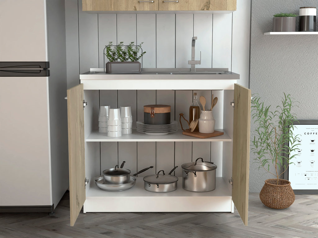 Stainless steel utility sink from Anthony & Home with countertop, suitable for laundry or workshop use.