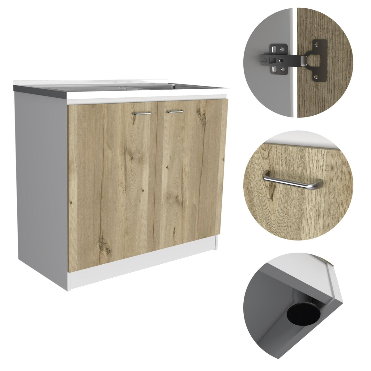 Stainless steel utility sink on a countertop, designed by Anthony & Home, ideal for laundry or workspace areas.