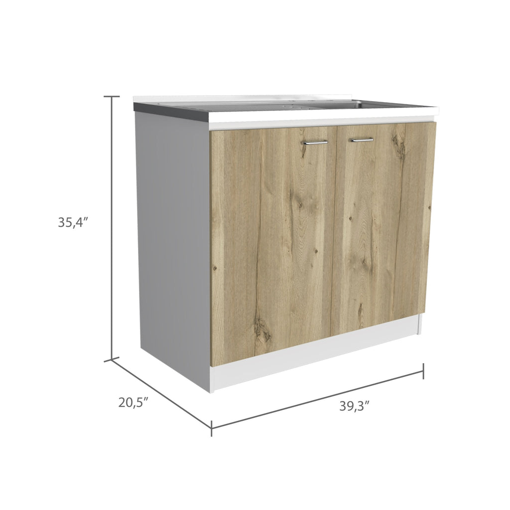 Stainless steel utility sink by Anthony & Home with countertop, ideal for laundry or workspace areas.