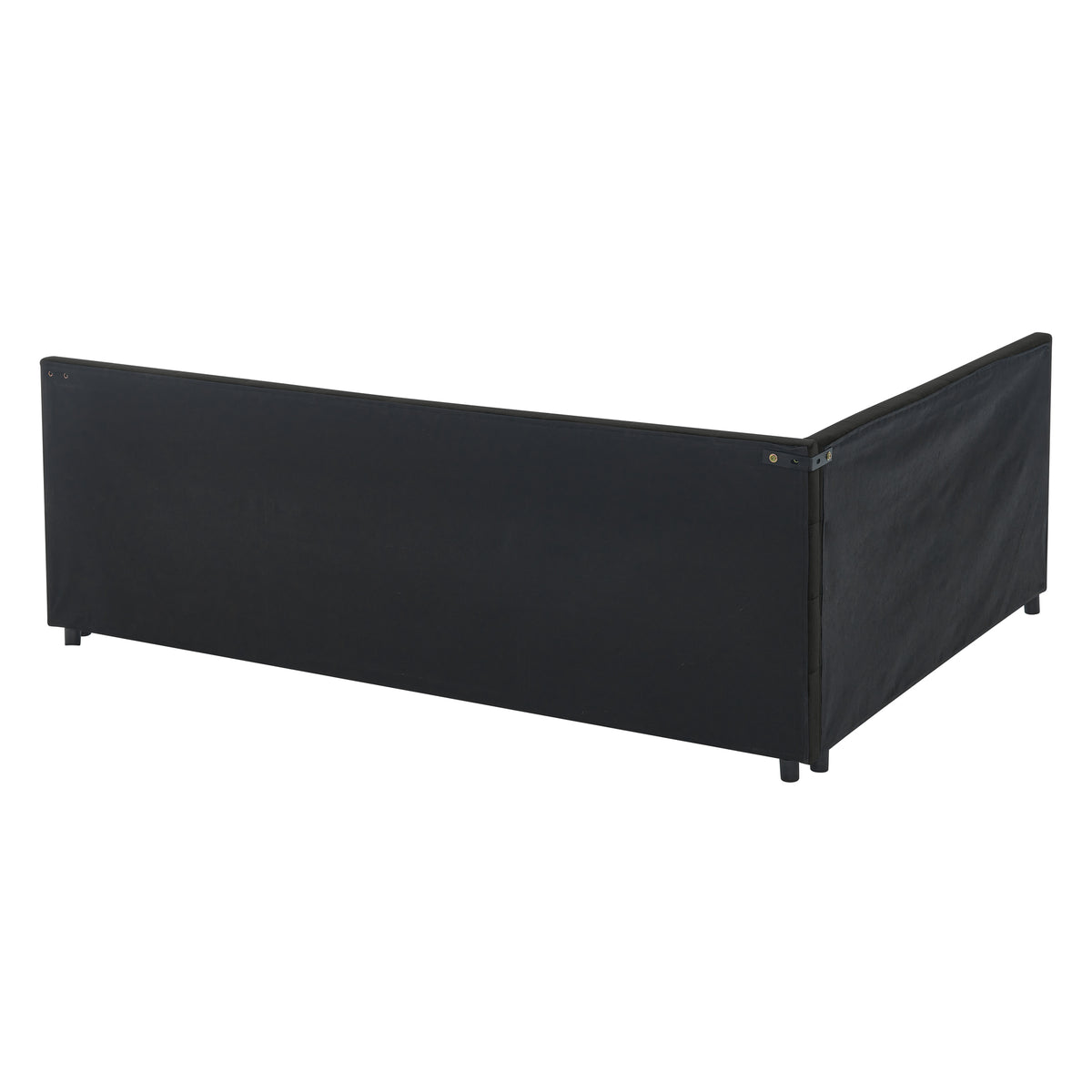 Velvet queen bed frame with tufted backrest from Anthony & Home, stylish and comfortable bedroom furniture, shown in the image.