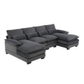 Velvet U-shaped sectional sofa with chaise from Anthony & Home Luxe Collection, showcasing plush upholstery and modern design.