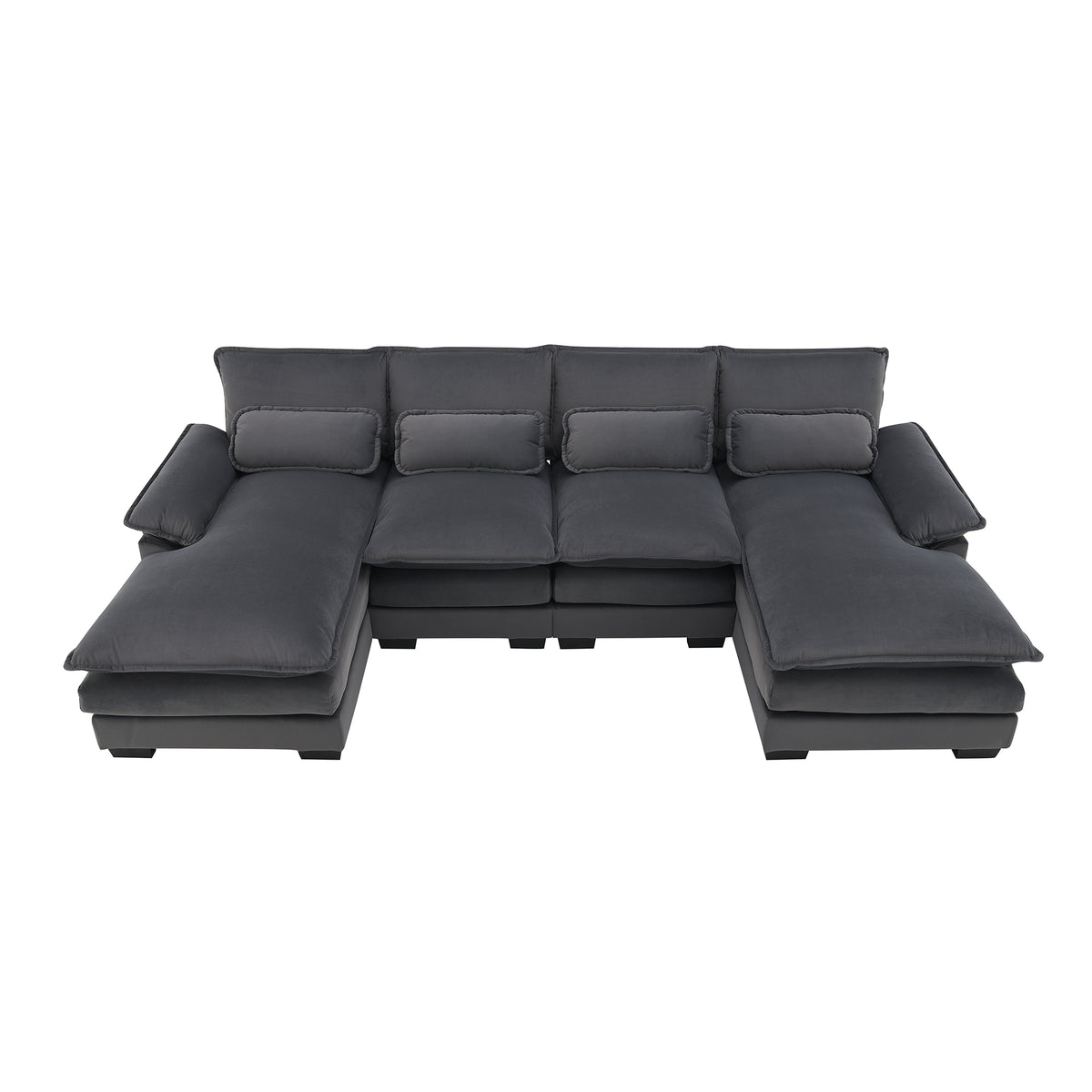 Velvet U-shaped sectional sofa with chaise from Anthony & Home Luxe Collection, showcasing plush velvet upholstery and modern design.