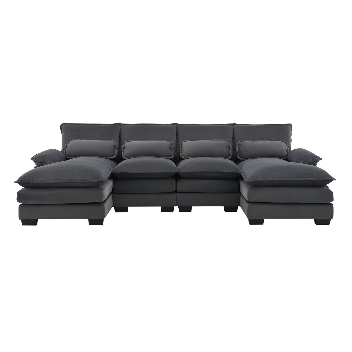 Velvet U-shaped sectional sofa with chaise from Anthony & Home Luxe Collection, featuring plush upholstery and modern design.