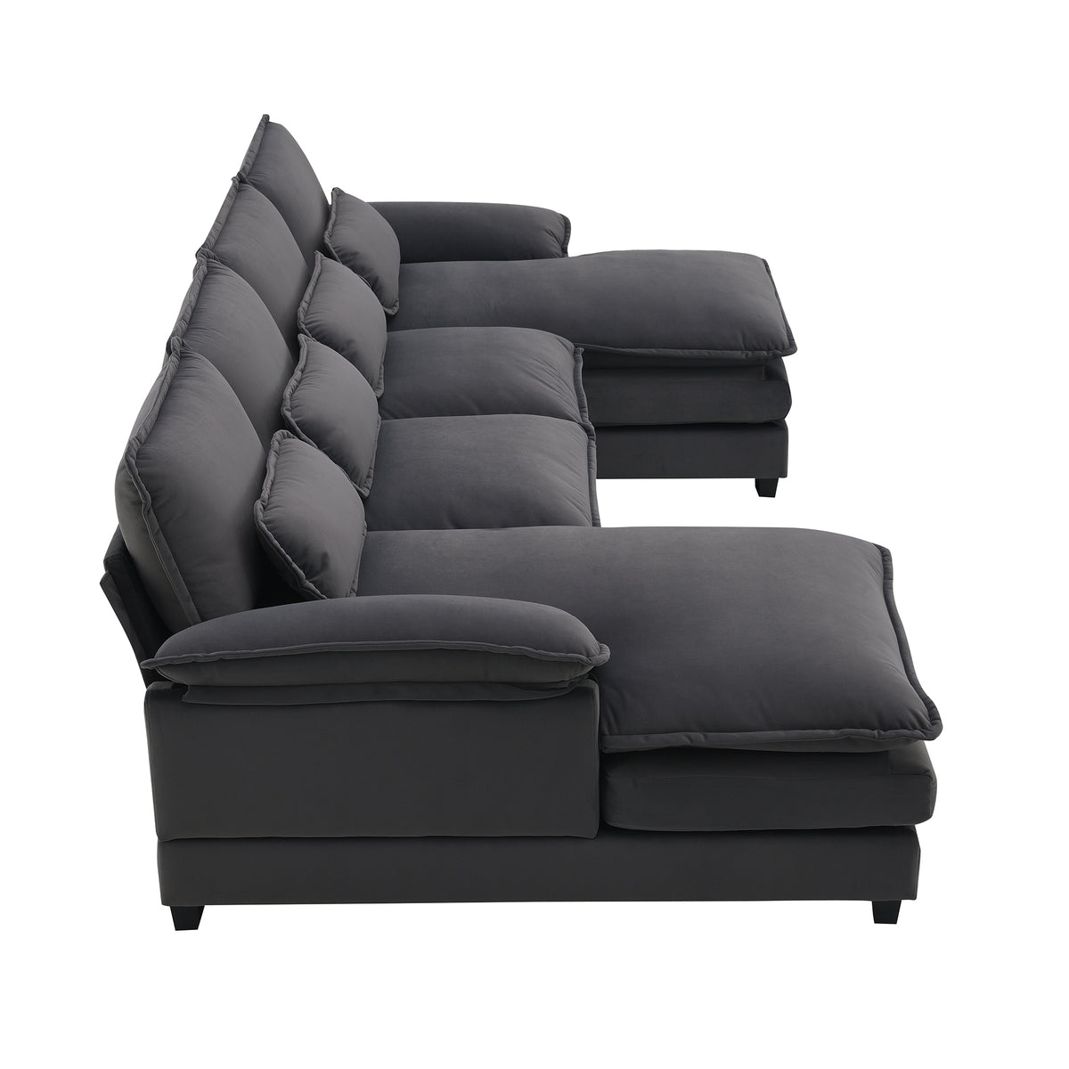 Velvet U-shaped sectional sofa with chaise from Anthony & Home Luxe Collection, featuring plush upholstery and spacious seating.