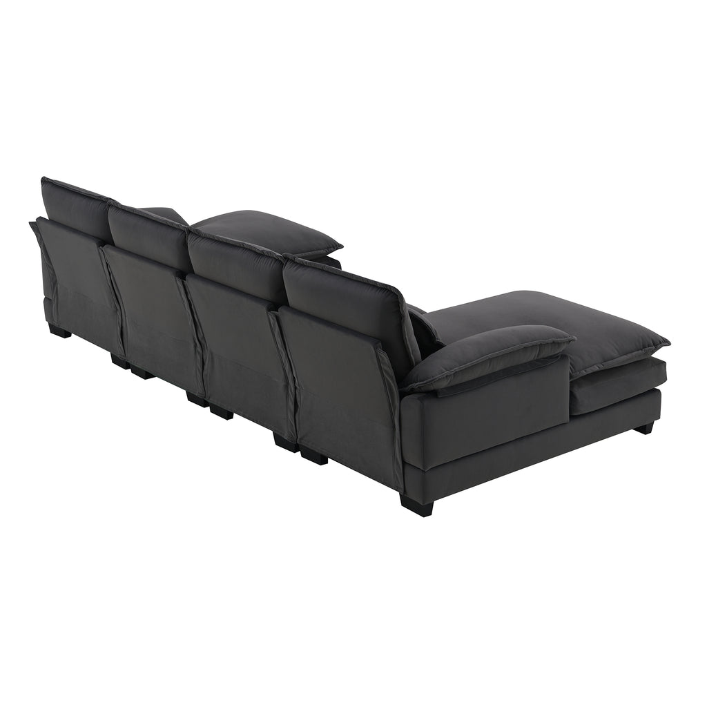 Velvet U-shaped sectional sofa with chaise from Anthony & Home Luxe Collection, featuring plush upholstery and modern design.