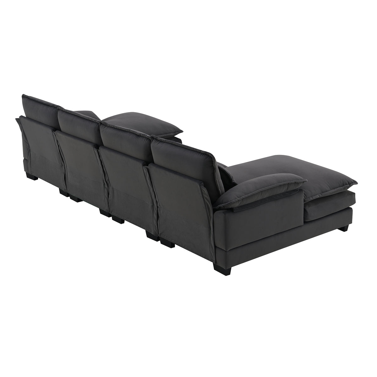 Velvet U-shaped sectional sofa with chaise from Anthony & Home Luxe Collection, featuring plush upholstery and modern design.