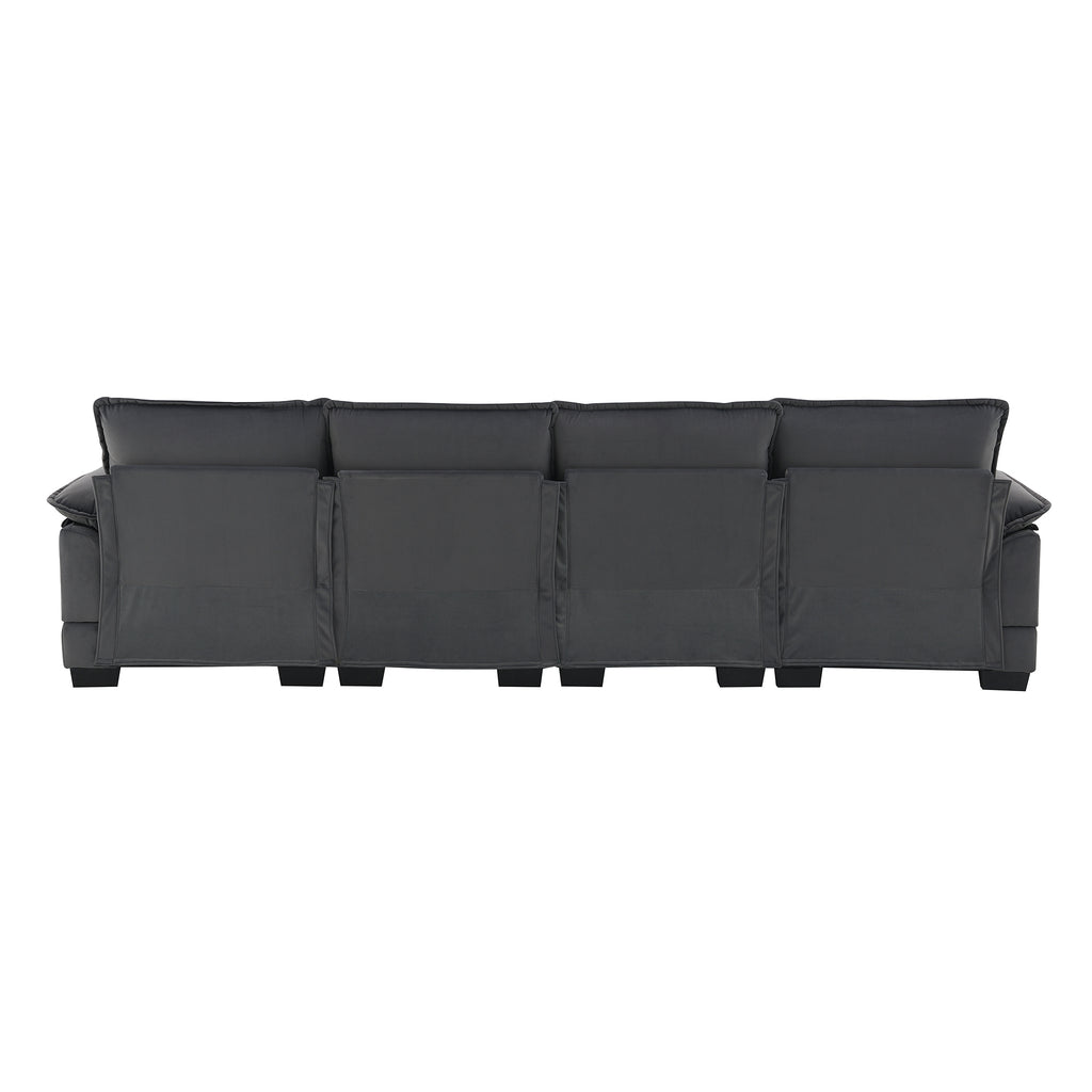Velvet U-shaped sectional sofa with chaise from Anthony & Home Luxe Collection, featuring plush upholstery and modern design.