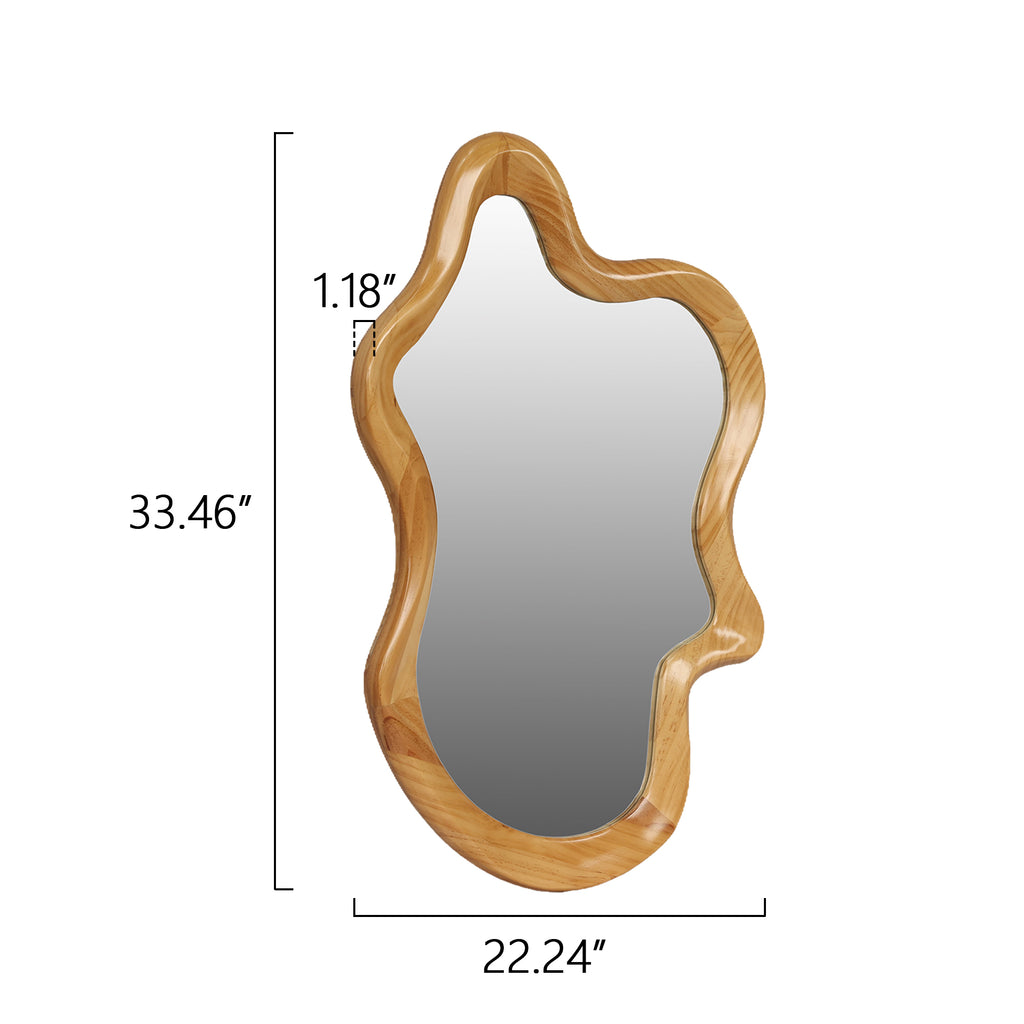 Anthony & Home wall mirror with natural wood frame featuring an irregular silhouette and modern design.