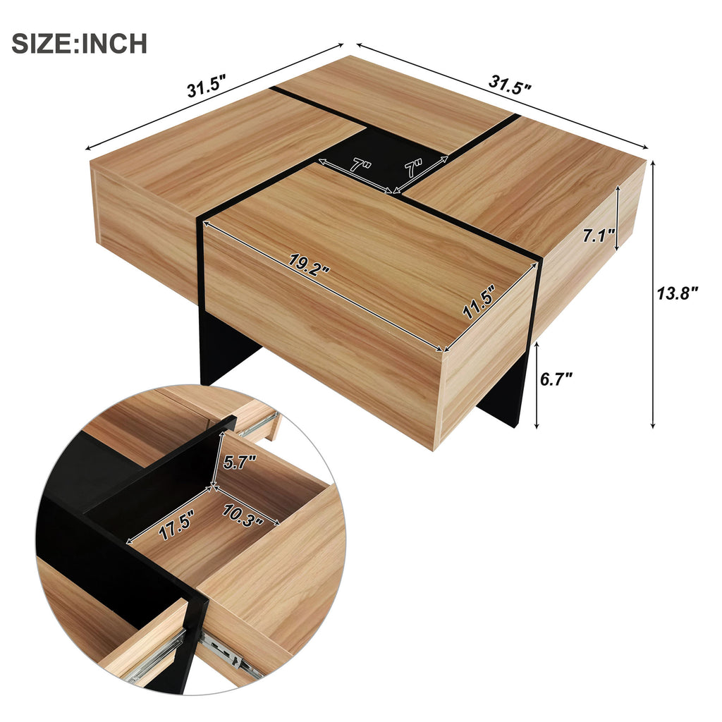 Anthony & Home Wallace Collection coffee table with hidden storage, featuring a modern wooden design and sleek finish.