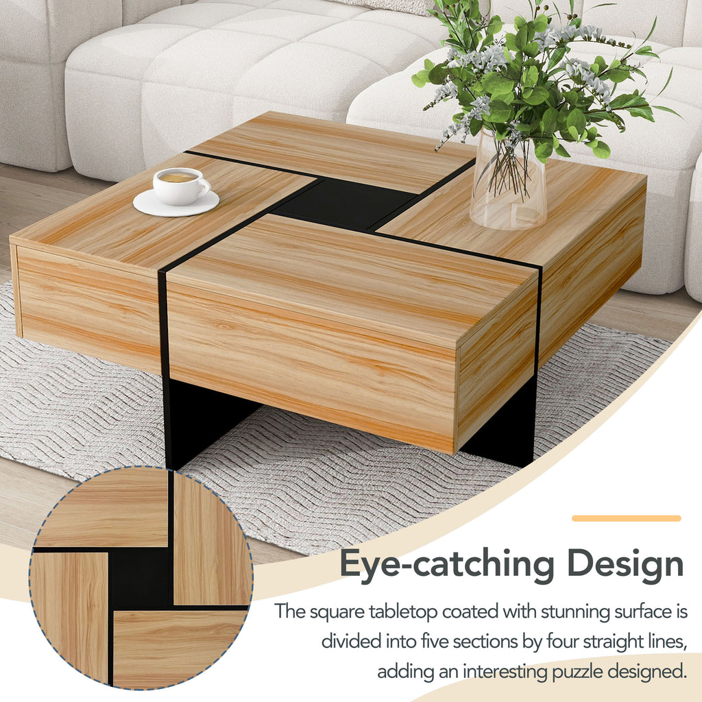 Anthony & Home Wallace Collection coffee table with hidden storage, featuring a sleek wooden surface and modern design.