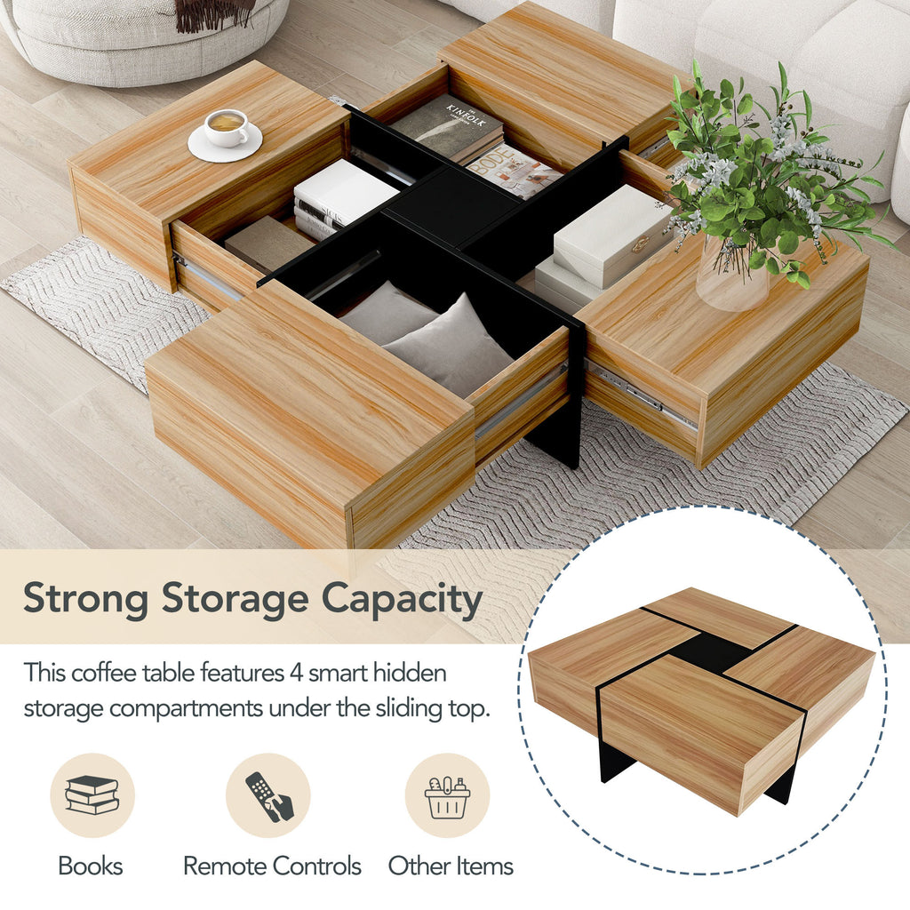 Anthony & Home Wallace Collection coffee table with hidden storage, featuring a stylish wooden surface and sleek design.