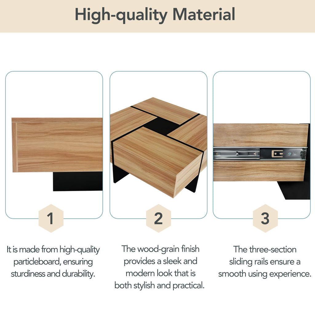 Anthony & Home Wallace Collection coffee table with hidden storage, featuring a sleek wooden design and modern style.