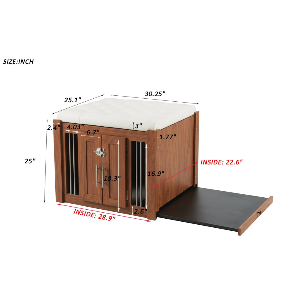 Walnut 2-in-1 nightstand and kennel from Anthony & Home's Atelier Collection, showcasing a stylish multi-functional furniture piece.