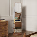 Walnut 360-degree rotating full-length mirror by Anthony & Home showing a sleek wooden frame and full reflection view