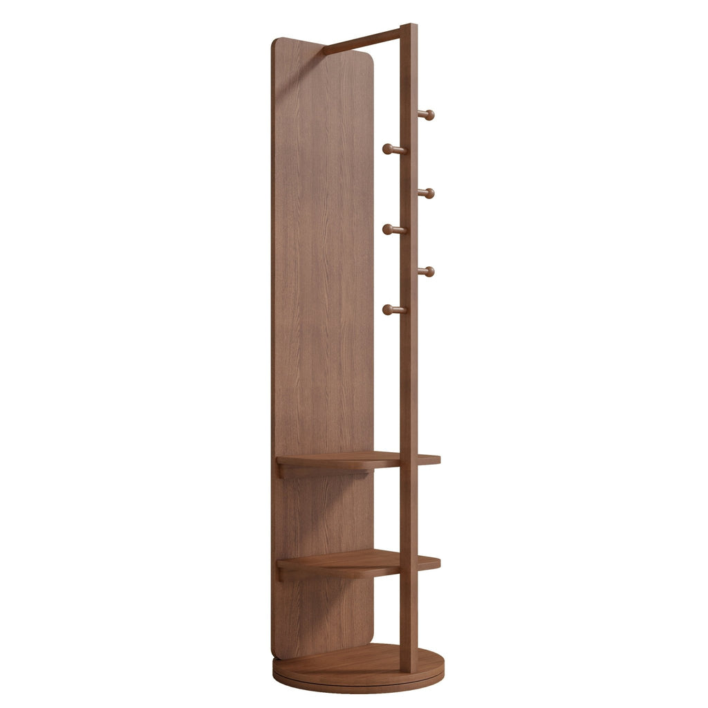 Walnut Anthony & Home 360-degree rotating full-length mirror with a sleek wooden frame and versatile tilting design.