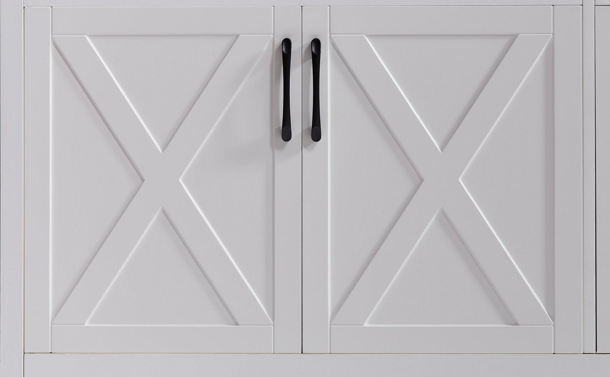 Walnut and white Anthony & Home television wall unit set with side cabinets from the Atelier Collection for modern living rooms.