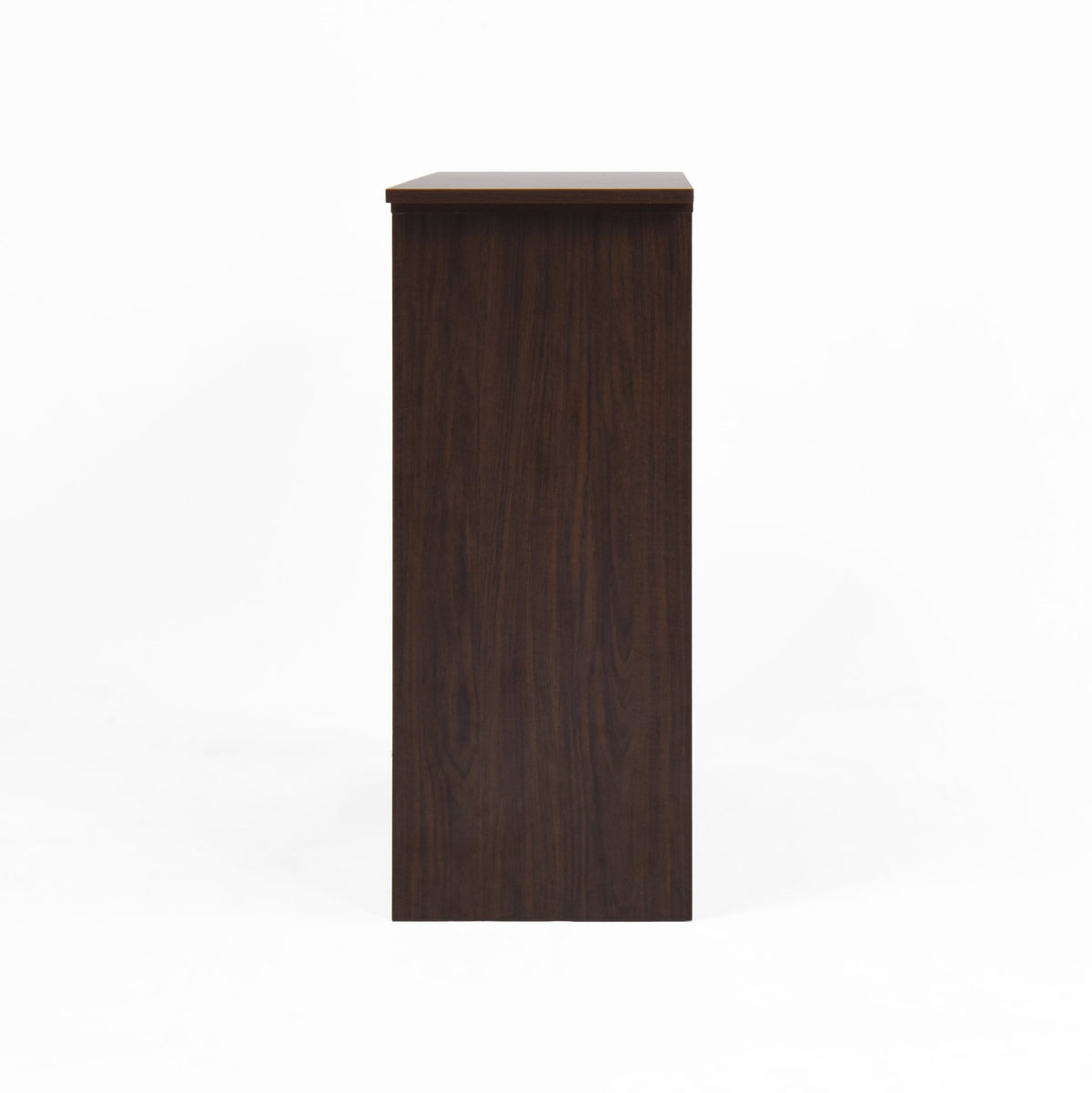 Walnut Bar Cabinet from Anthony & Home’s Atelier Collection with rotating top, six storage compartments, and ribbed glass doors.