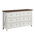Walnut finish farmhouse 6-drawer dresser by Anthony & Home showcasing rustic wooden storage with metal handles.