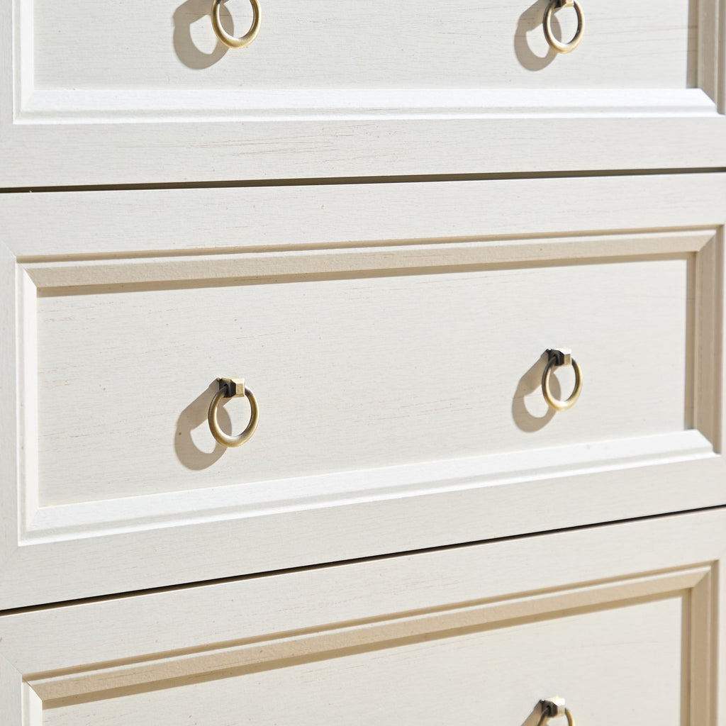 Walnut finish farmhouse 6-drawer dresser by Anthony & Home showing six spacious drawers and rustic wood details.