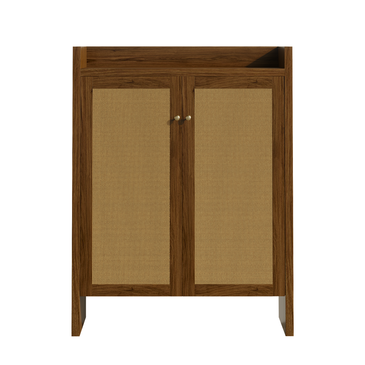 Walnut finish 6-tier shoe cabinet from Anthony & Home's Signature Collection, freestanding entryway organizer with multiple shelves.