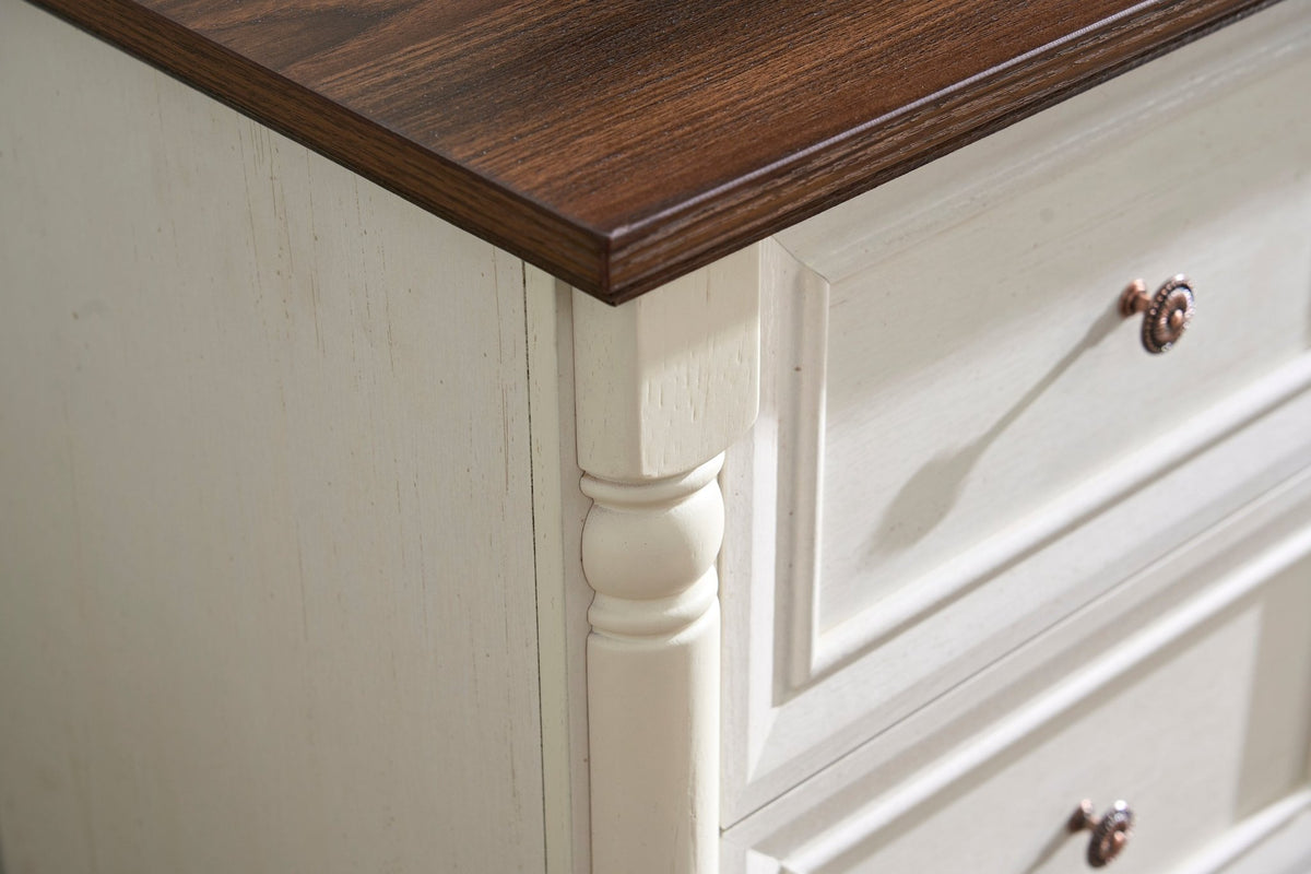 Walnut finish six-drawer dresser from Anthony & Home Heritage Collection, showcasing sleek bedroom storage furniture.