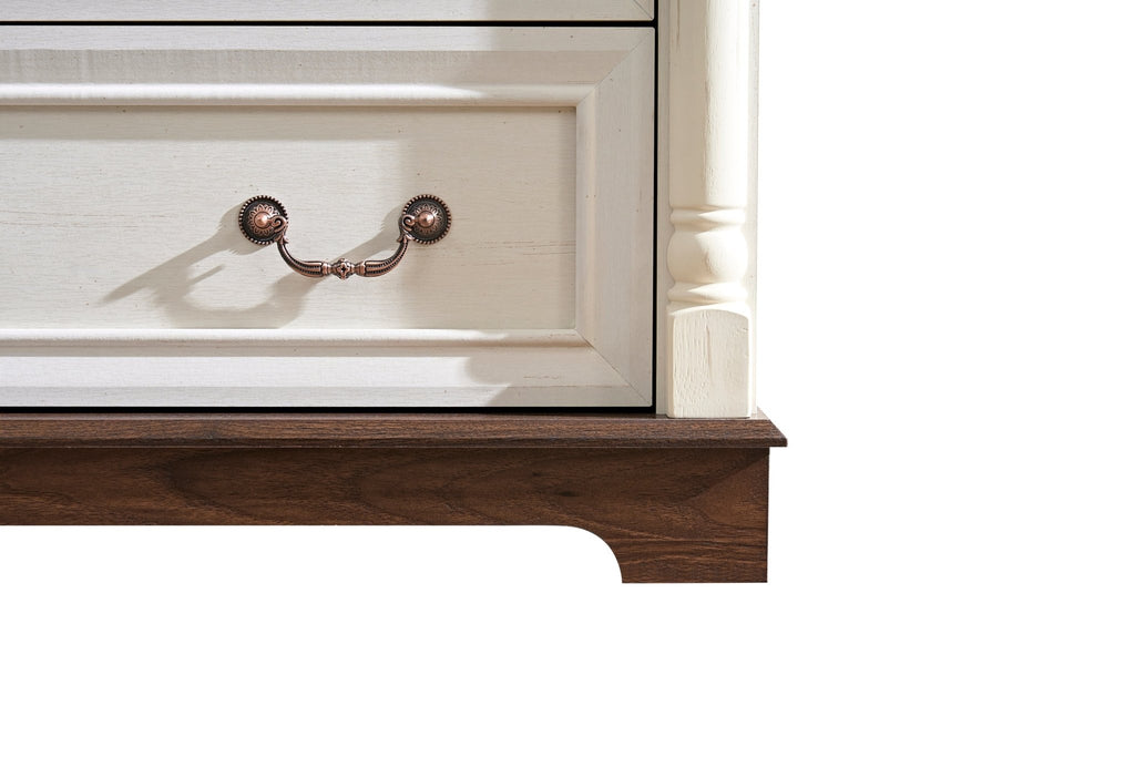 Walnut finish six-drawer dresser from Anthony & Home Heritage Collection, showcasing sleek bedroom storage furniture with elegant hardware.