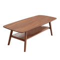 Walnut finish solid oak coffee table with storage compartments from Anthony & Home, featuring a sleek, modern design.
