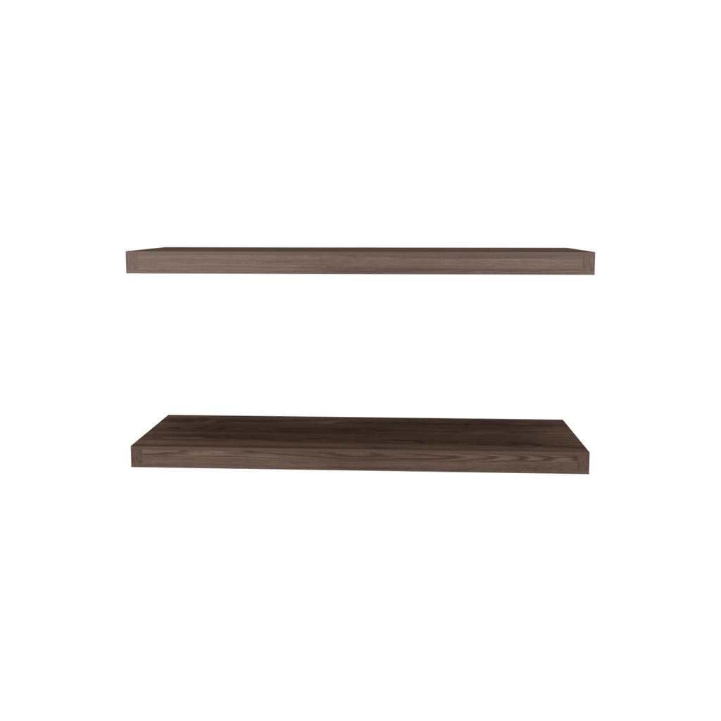 Walnut two-tier floating shelves by Anthony & Home, showcasing a modern wall-mounted storage solution in a limited edition design.