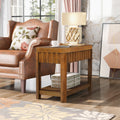 Walnut veneer farmhouse end table by Anthony & Home with storage shelf, 25-inch height, crafted in Vietnam.