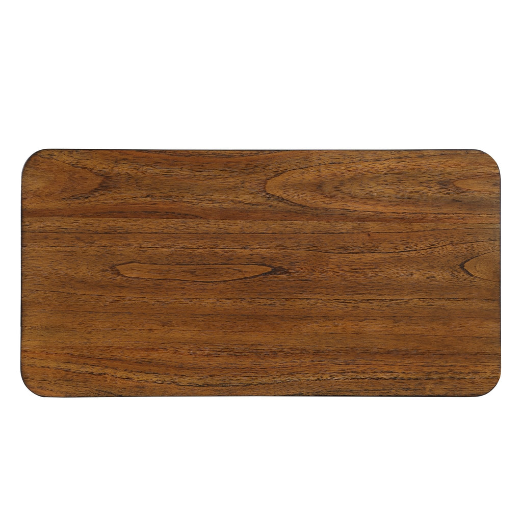 Walnut veneer farmhouse end table with storage shelf, 25-inch height, crafted in Vietnam by Anthony & Home.