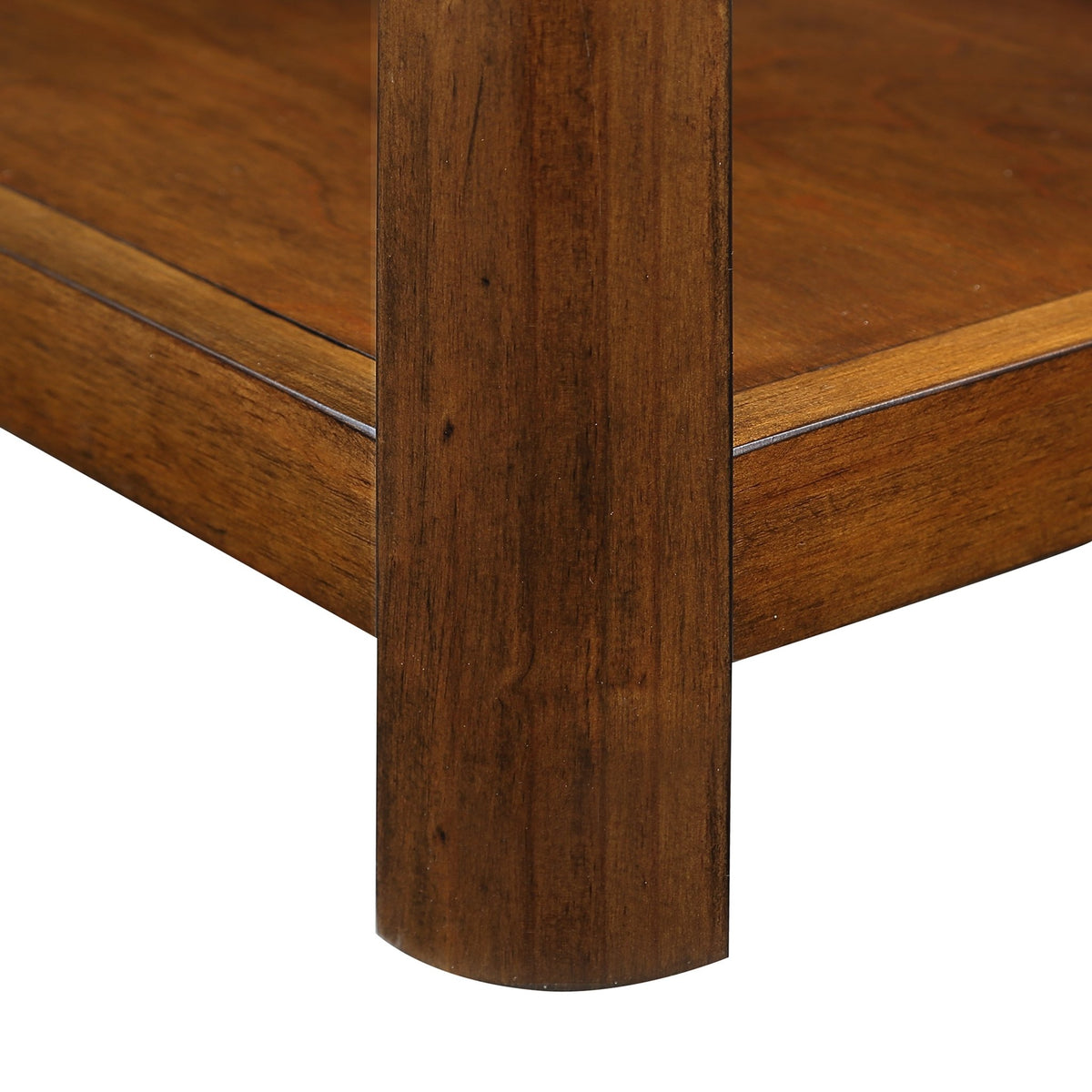 Walnut veneer farmhouse end table with storage shelf, 25-inch height, crafted in Vietnam by Anthony & Home.