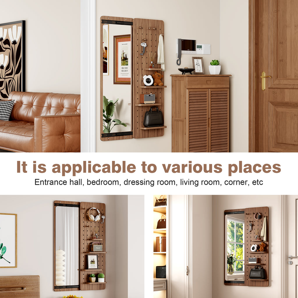 Walnut wall-mounted full-length mirror by Anthony & Home with a sleek, modern design and a sturdy frame for stylish decor.
