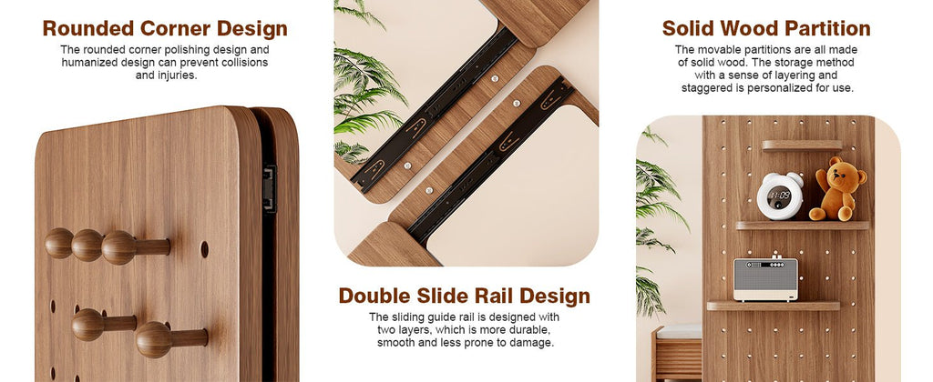 Walnut wall-mounted full-length mirror by Anthony & Home with a sleek rectangular design and natural wood frame.