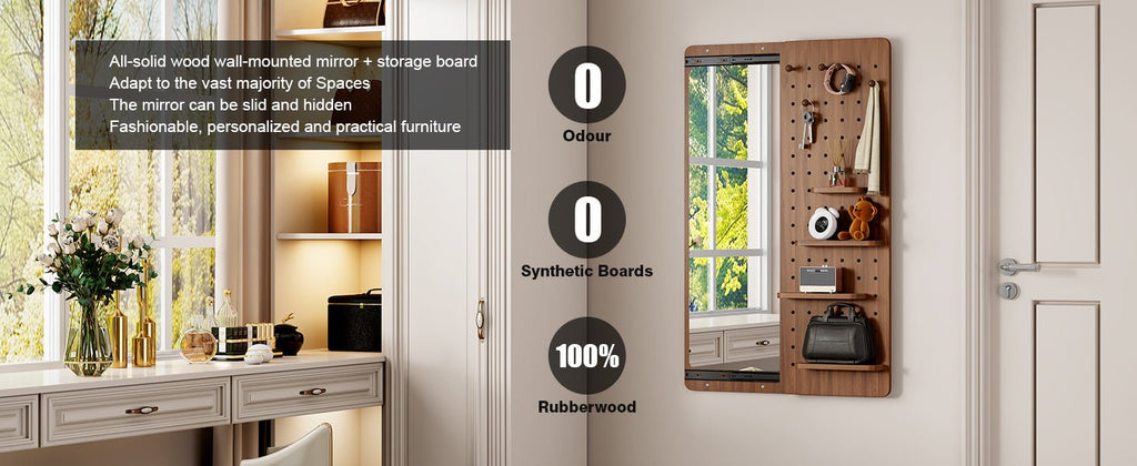 Walnut wall-mounted full-length mirror by Anthony & Home showing a sleek, modern design with a sturdy frame and reflective glass surface.