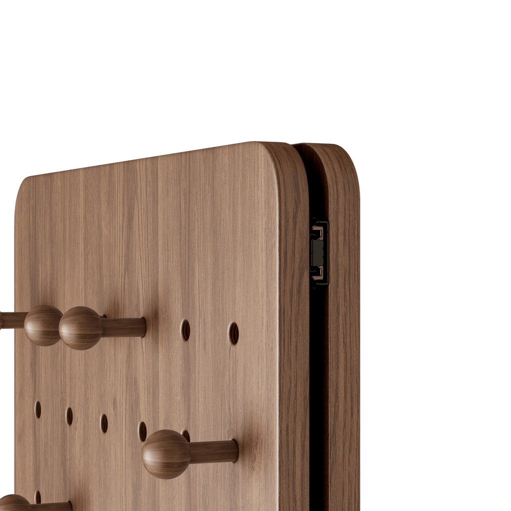 Walnut wall-mounted full-length mirror by Anthony & Home with sleek frame and reflective glass for full-body viewing.