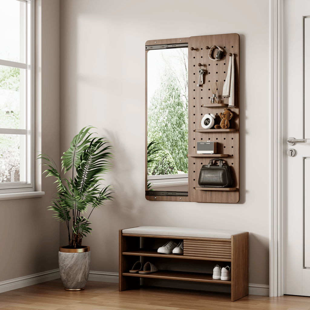 Walnut wall-mounted full-length mirror by Anthony & Home, showcasing sleek design and natural wood finish for modern interiors.