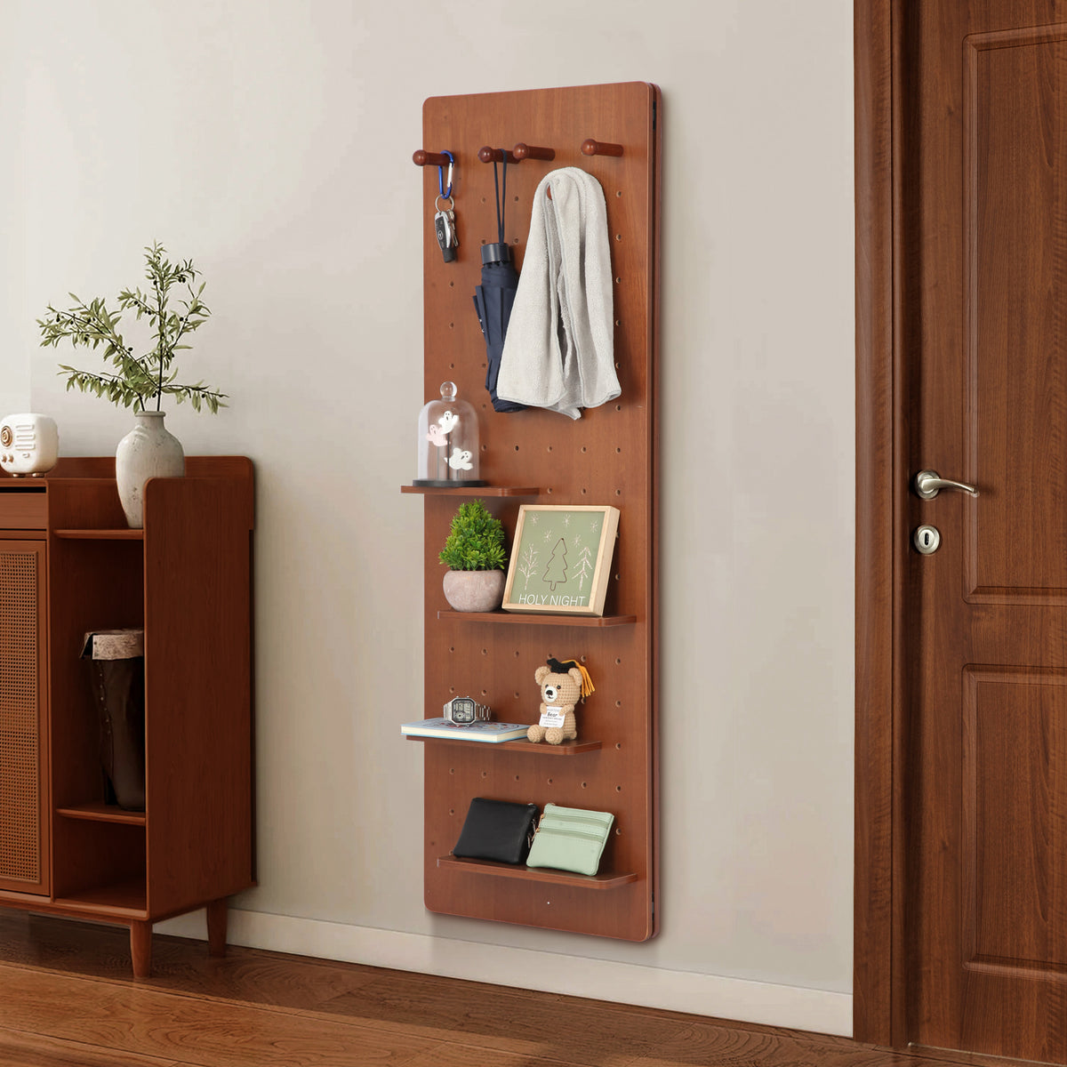 Walnut wall-mounted full-length mirror by Anthony & Home, showcasing a sleek, rectangular design with a rich walnut frame.