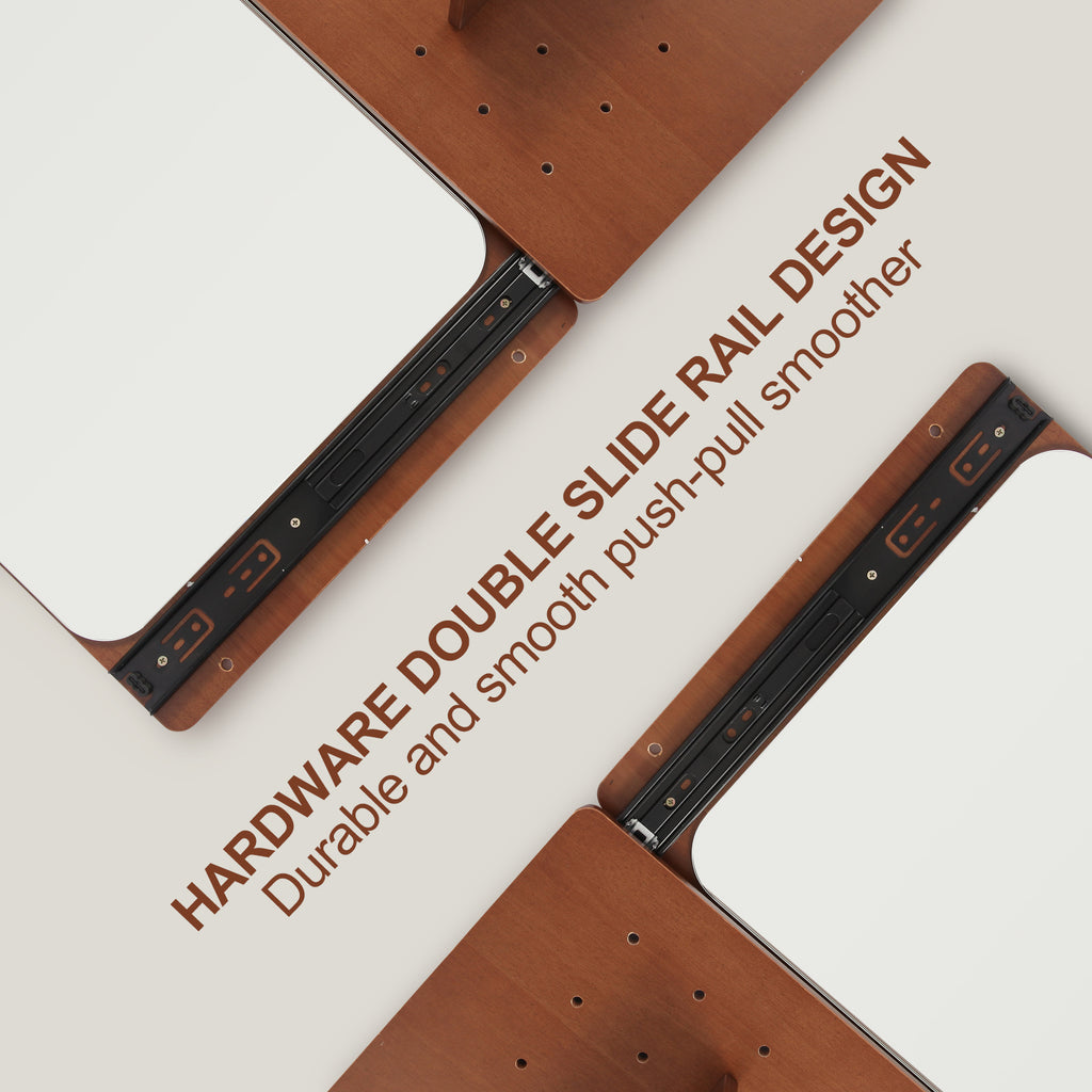 Walnut wall-mounted full-length mirror by Anthony & Home, showcasing a sleek, modern design with a wooden frame.