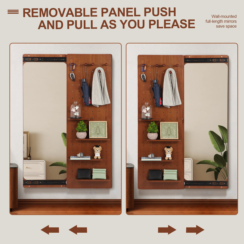 Walnut wall-mounted full-length mirror by Anthony & Home with a sleek, modern design reflecting a stylish interior.