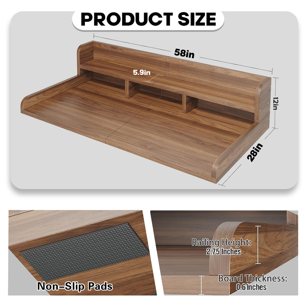 Walnut Anthony & Home countertop double layer washer dryer organizer with compartments for laundry essentials