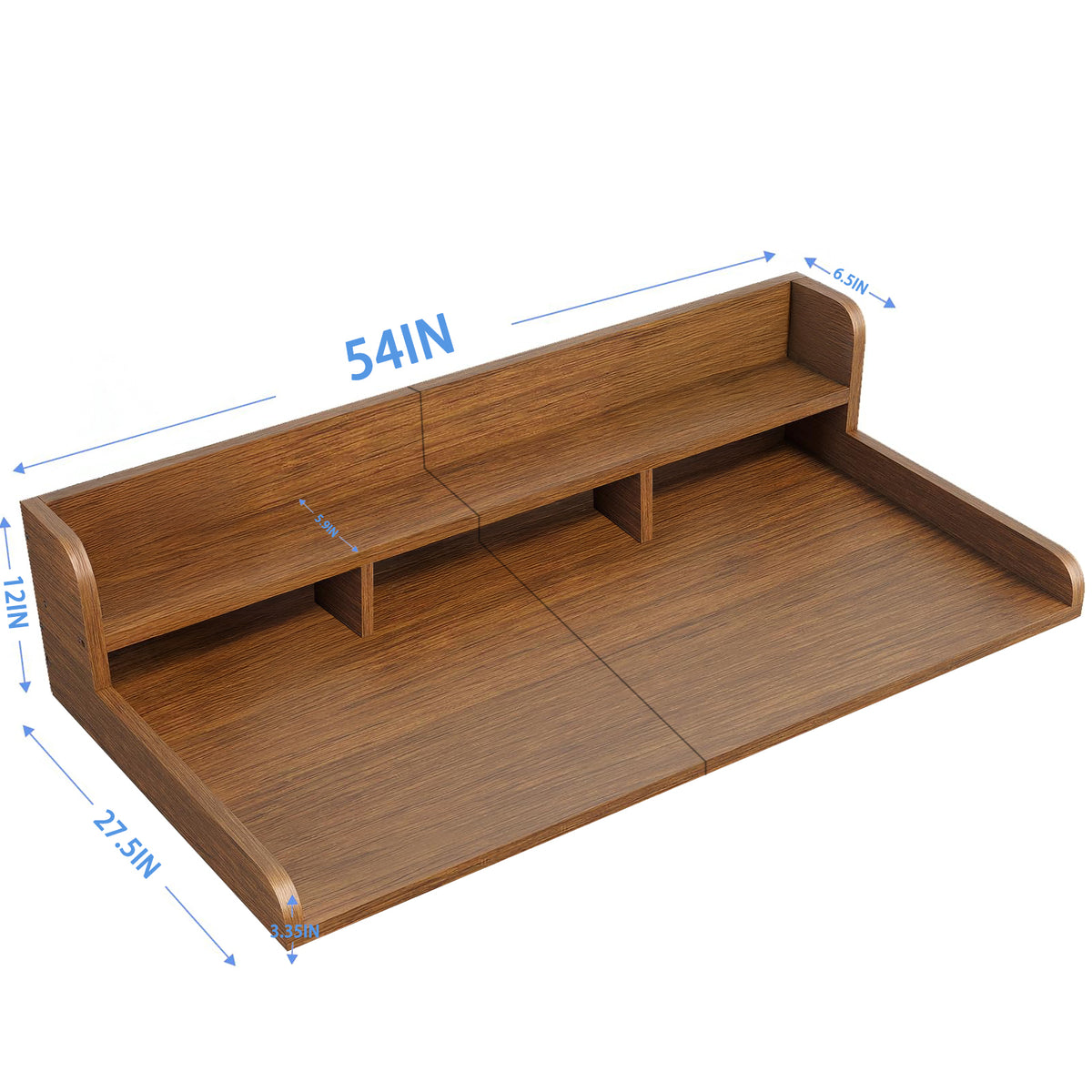 Walnut wood countertop shelf for washer and dryer from Anthony & Home, ideal for laundry room storage and organization.